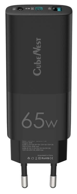 Nabíječka do sítě CubeNest 1xUSB, 2x USB-C PD, 65W černý