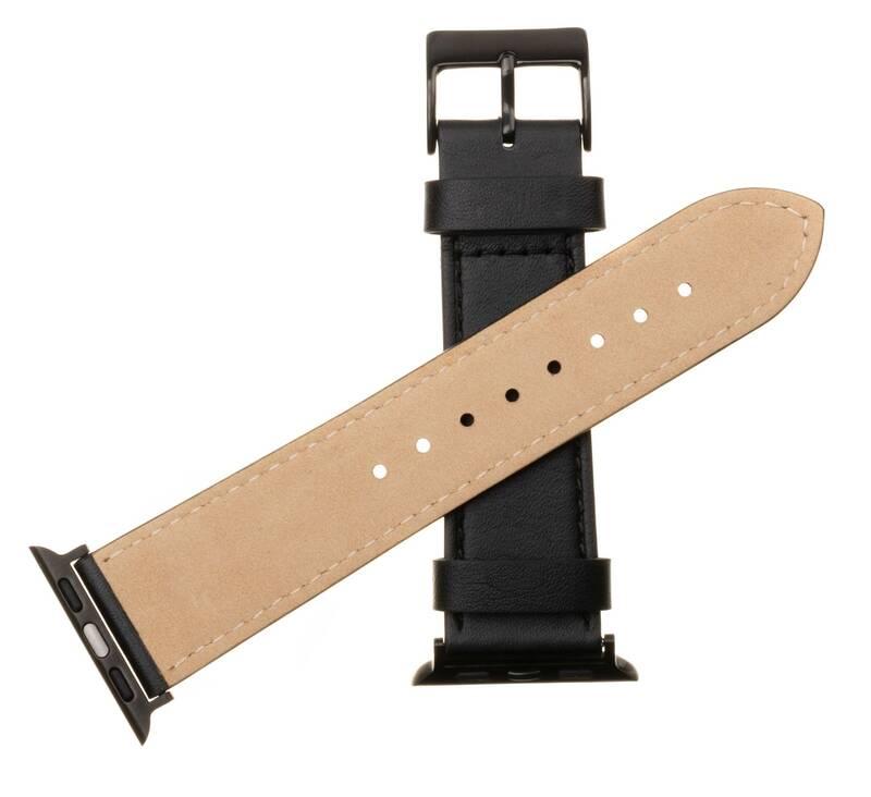 Řemínek FIXED Leather Strap na Apple Watch 42 44 45 mm černý