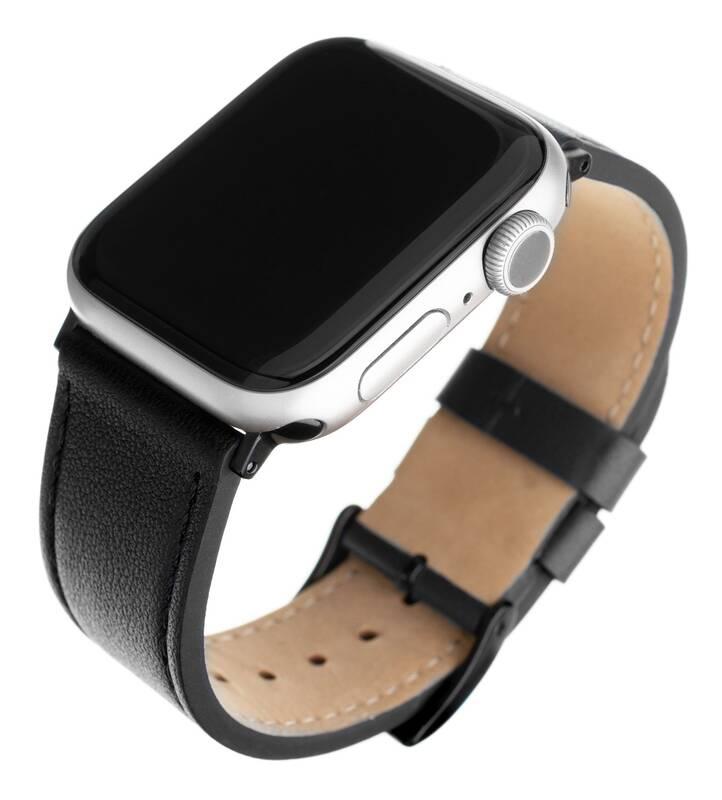 Řemínek FIXED Leather Strap na Apple Watch 42 44 45 mm černý