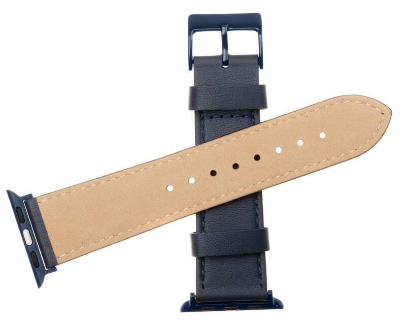 Řemínek FIXED Leather Strap na Apple Watch 42 44 45 mm modrý