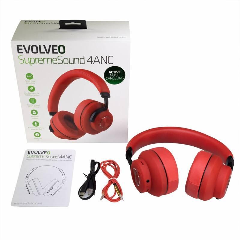 Sluchátka Evolveo SupremeSound 4ANC červená