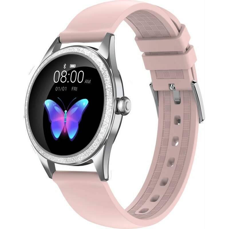 Chytré hodinky ARMODD Candywatch Crystal 2 stříbrná s růžovým řemínkem