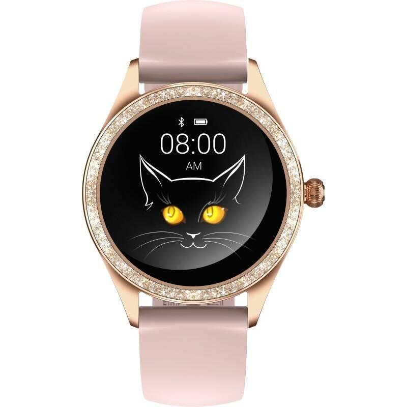 Chytré hodinky ARMODD Candywatch Crystal 2 zlatá s růžovým řemínkem