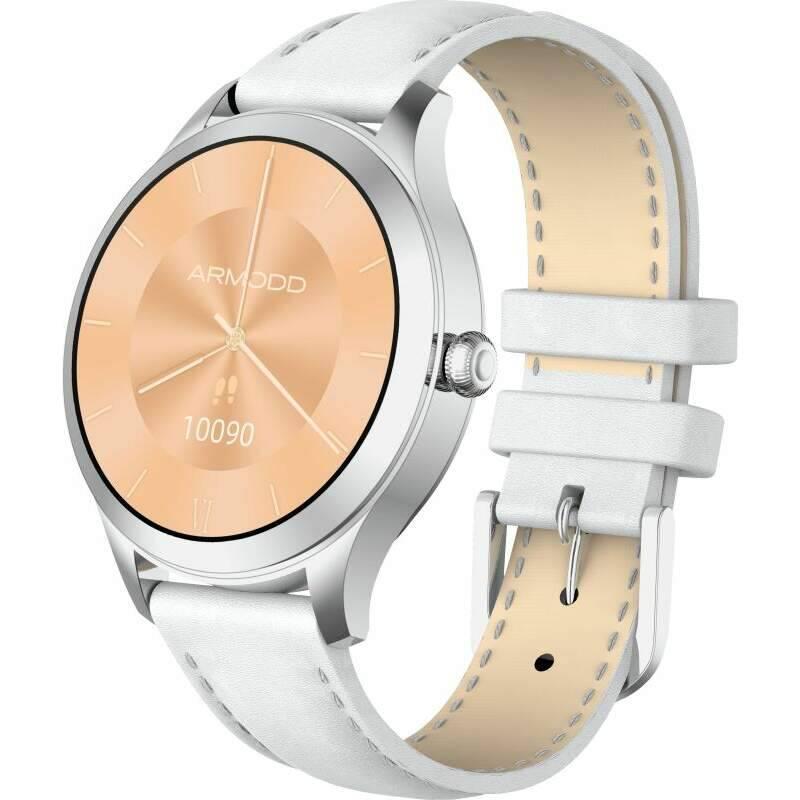 Chytré hodinky ARMODD Candywatch Premium 2 stříbrná s bílým koženým řemínkem, Chytré, hodinky, ARMODD, Candywatch, Premium, 2, stříbrná, s, bílým, koženým, řemínkem
