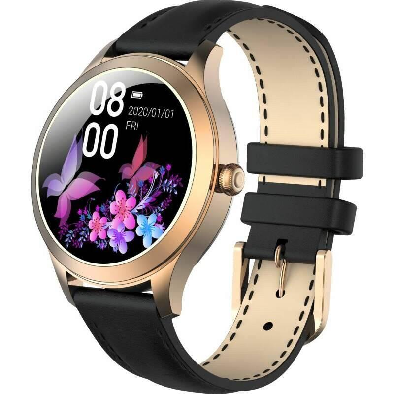 Chytré hodinky ARMODD Candywatch Premium 2 zlatá s černým koženým řemínkem