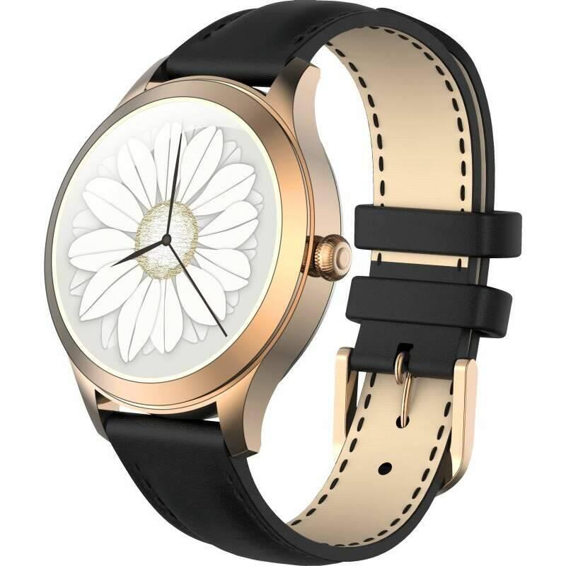 Chytré hodinky ARMODD Candywatch Premium 2 zlatá s černým koženým řemínkem