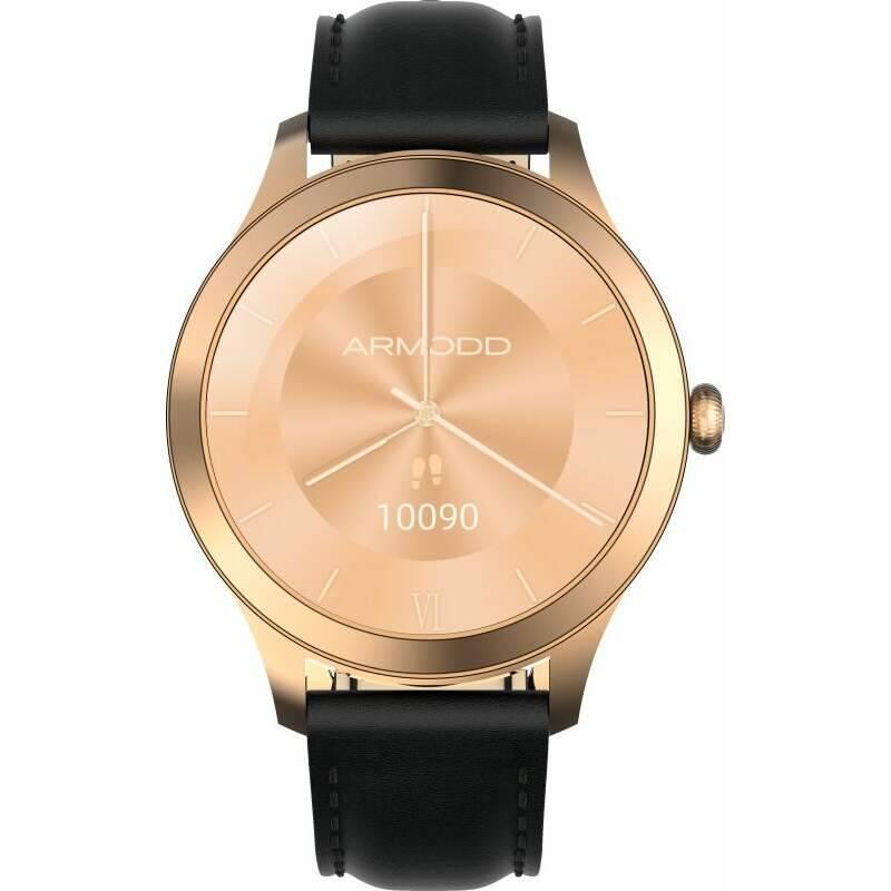 Chytré hodinky ARMODD Candywatch Premium 2 zlatá s černým koženým řemínkem, Chytré, hodinky, ARMODD, Candywatch, Premium, 2, zlatá, s, černým, koženým, řemínkem