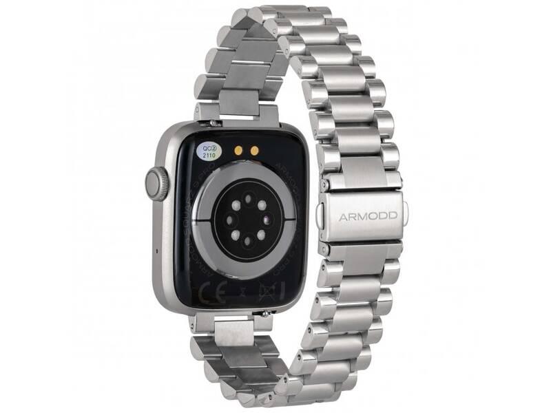 Chytré hodinky ARMODD Squarz 9 Pro - stříbrná s kovovým řemínkem silikonový řemínek, Chytré, hodinky, ARMODD, Squarz, 9, Pro, stříbrná, s, kovovým, řemínkem, silikonový, řemínek