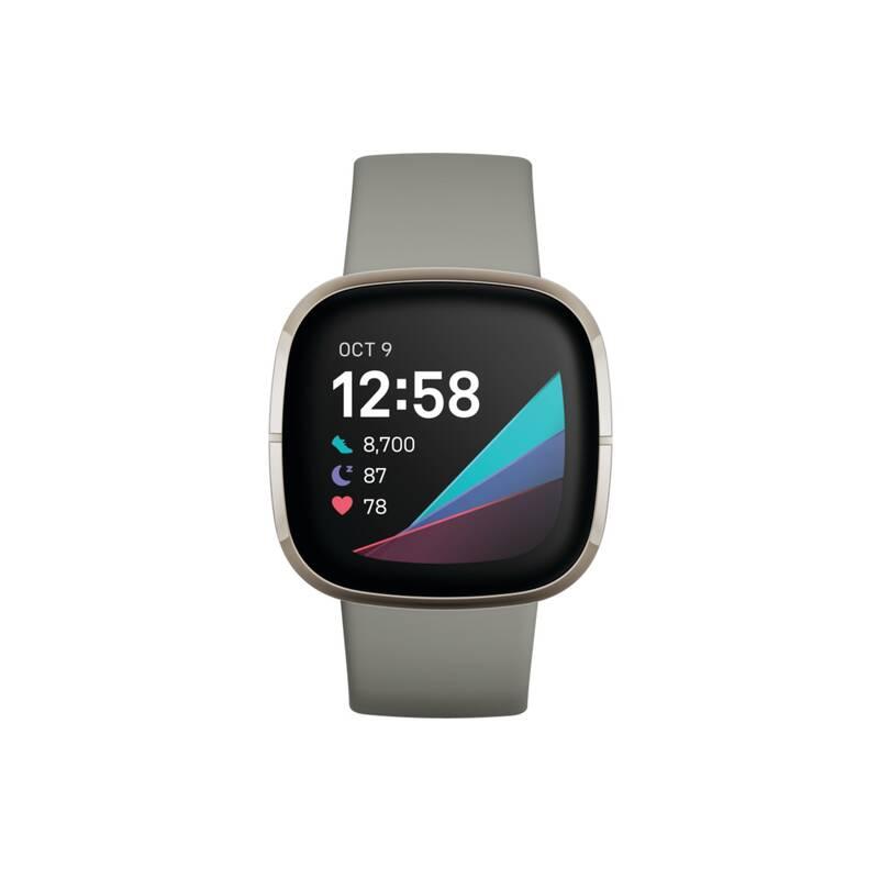 Chytré hodinky Fitbit Sense - Sage Grey Silver Stainless Steel