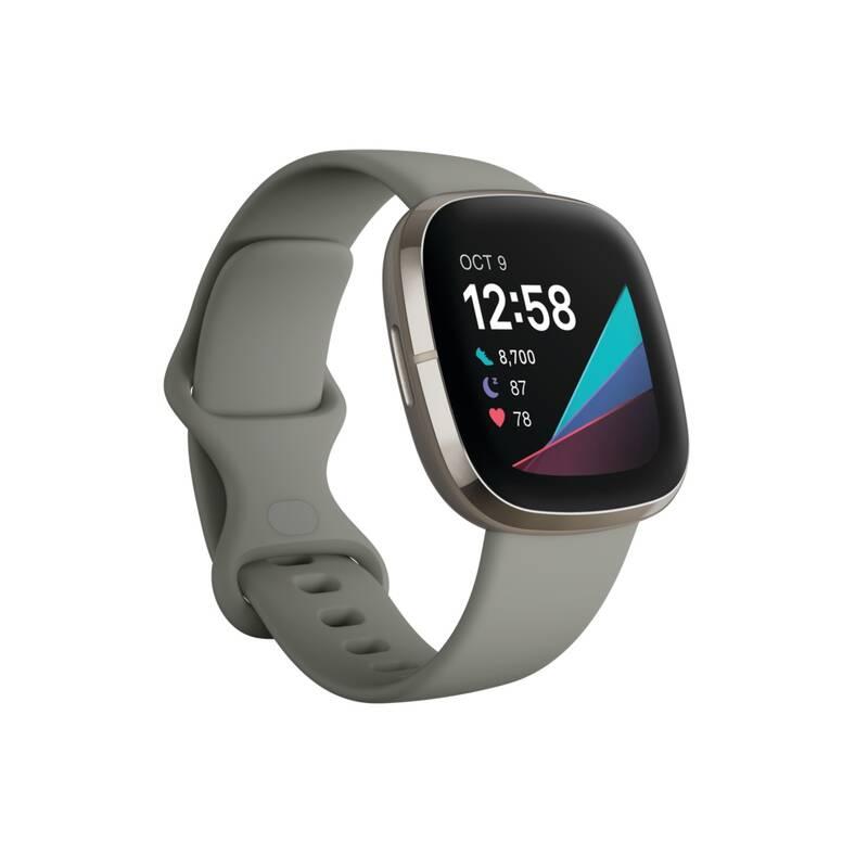 Chytré hodinky Fitbit Sense - Sage Grey Silver Stainless Steel