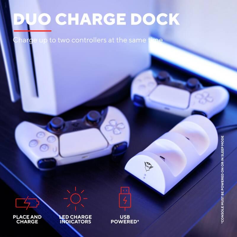 Dokovací stanice Trust GXT 254 Duo Charging Dock pro PS5 bílá, Dokovací, stanice, Trust, GXT, 254, Duo, Charging, Dock, pro, PS5, bílá