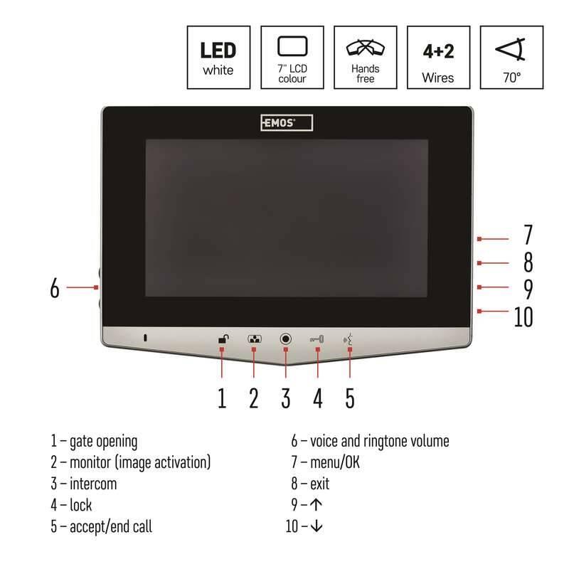 Dveřní videotelefon EMOS EM-05R s ukládáním snímků, Dveřní, videotelefon, EMOS, EM-05R, s, ukládáním, snímků