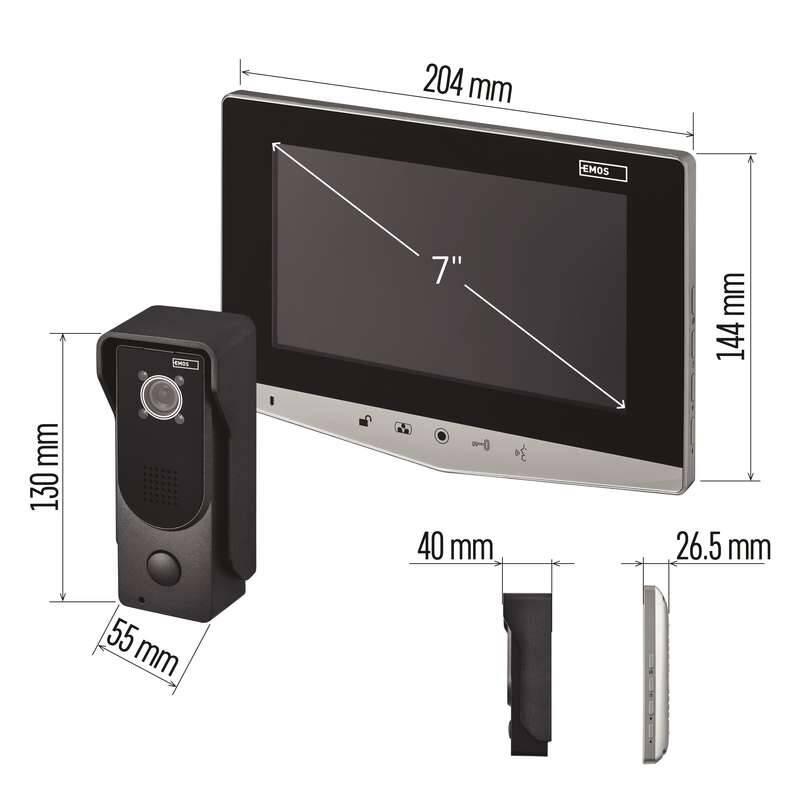 Dveřní videotelefon EMOS EM-05R s ukládáním snímků, Dveřní, videotelefon, EMOS, EM-05R, s, ukládáním, snímků