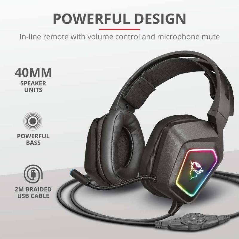 Headset Trust GXT 450 Blizz RGB 7.1 černý