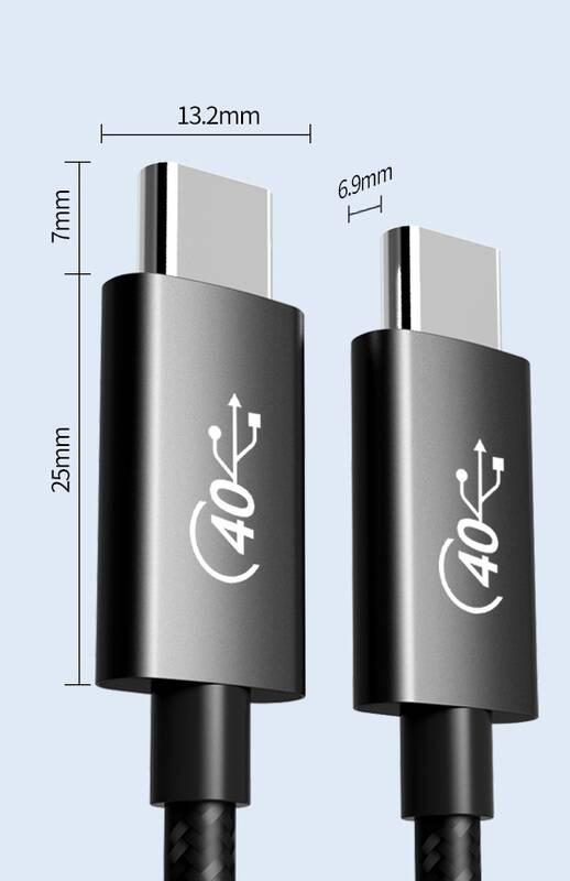 Kabel PremiumCord Thunderbolt 3, 40Gbps, USB4, 0,8m černý
