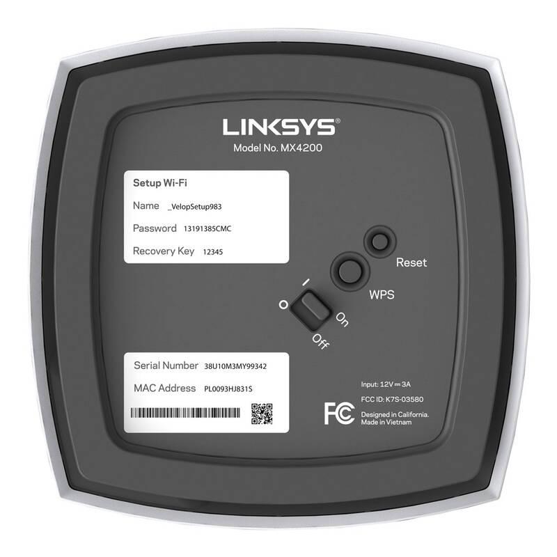 Komplexní Wi-Fi systém Linksys Velop AX4200 Tri-Band Mesh System, 2-pack bílý