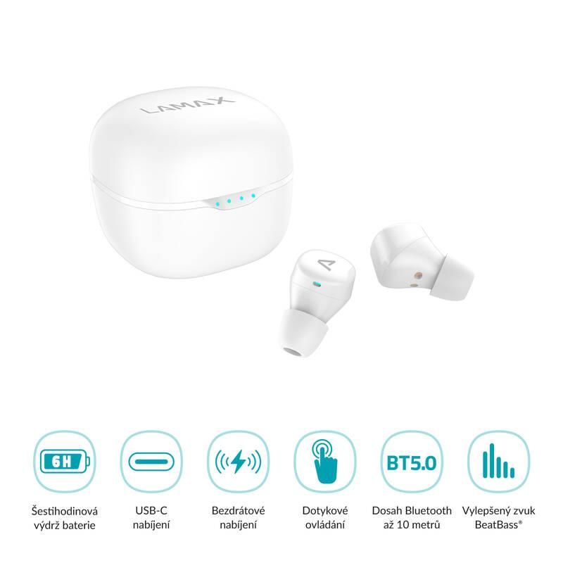 Sluchátka LAMAX Dots2 Touch Wireless Charging bílá
