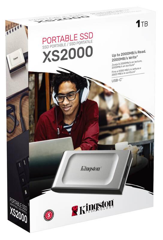 SSD externí Kingston XS2000 1TB stříbrný, SSD, externí, Kingston, XS2000, 1TB, stříbrný
