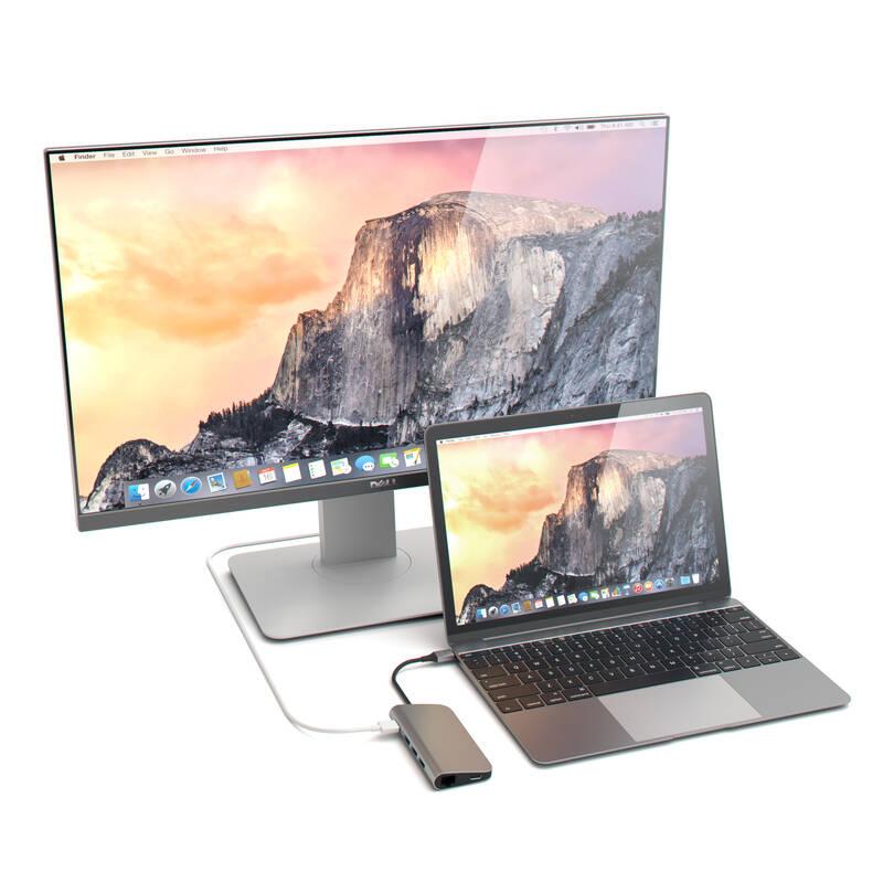 USB Hub Satechi Aluminium USB-C HDMI, 3x USB 3.0, USB-C, RJ45, SD, Micro SD šedý