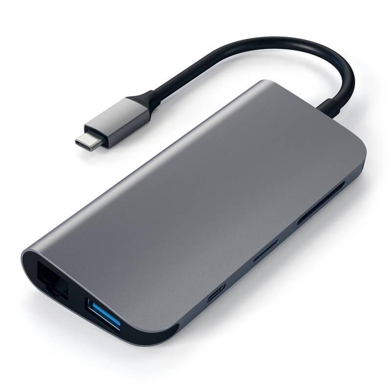 USB Hub Satechi Aluminium USB-C HDMI, USB-C, RJ45, 3x USB 3.0, SD, Micro SD, Mini DP šedý