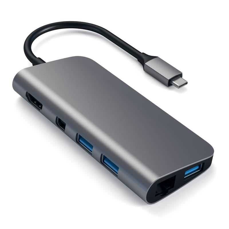 USB Hub Satechi Aluminium USB-C HDMI, USB-C, RJ45, 3x USB 3.0, SD, Micro SD, Mini DP šedý