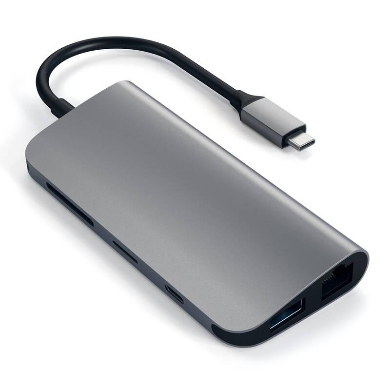 USB Hub Satechi Aluminium USB-C HDMI, USB-C, RJ45, 3x USB 3.0, SD, Micro SD, Mini DP šedý