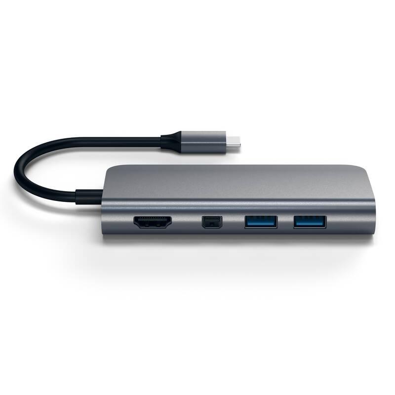 USB Hub Satechi Aluminium USB-C HDMI, USB-C, RJ45, 3x USB 3.0, SD, Micro SD, Mini DP šedý
