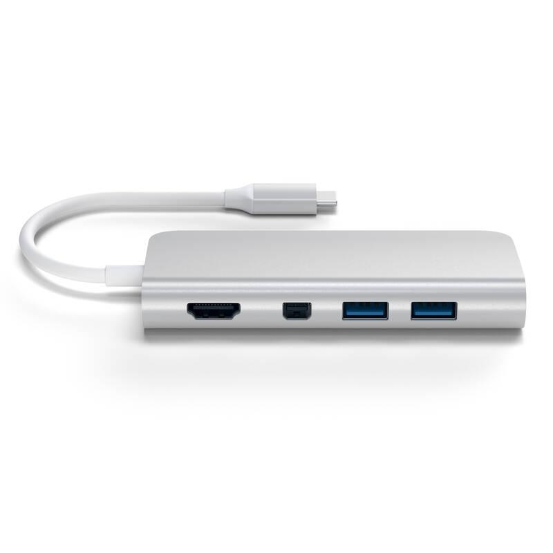USB Hub Satechi Aluminium USB-C HDMI, USB-C, RJ45, 3x USB 3.0, SD, Micro SD, Mini DP stříbrný