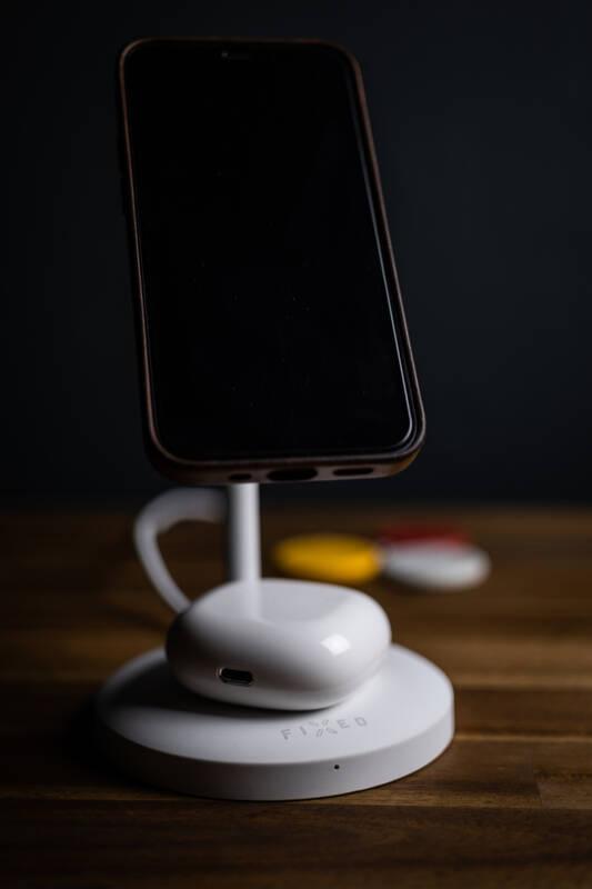 Bezdrátová nabíječka FIXED MagStand 2v1 bílá