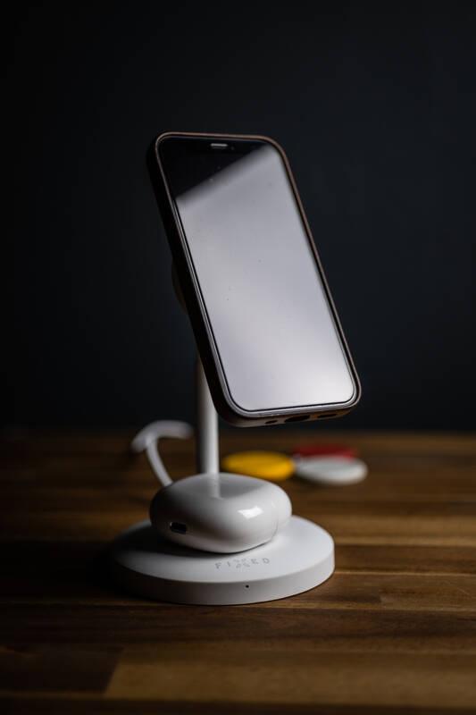 Bezdrátová nabíječka FIXED MagStand 2v1 bílá