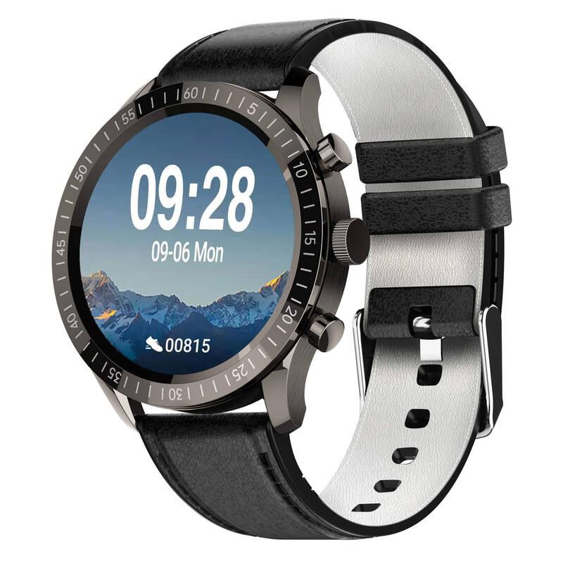 Chytré hodinky ARMODD Silentwatch 4 Lite - černá s černým koženým řemínkem silikonový řemínek, Chytré, hodinky, ARMODD, Silentwatch, 4, Lite, černá, s, černým, koženým, řemínkem, silikonový, řemínek