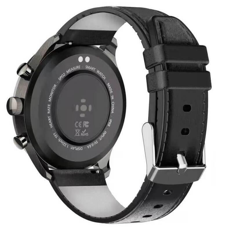 Chytré hodinky ARMODD Silentwatch 4 Lite - černá s černým koženým řemínkem silikonový řemínek, Chytré, hodinky, ARMODD, Silentwatch, 4, Lite, černá, s, černým, koženým, řemínkem, silikonový, řemínek