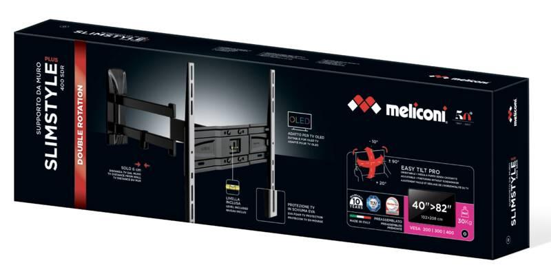 Držák TV Meliconi SlimStyle Plus 400 SDR, polohovatelný pro ůhlopříčky 40" do 80", nosnost 30 kg černý