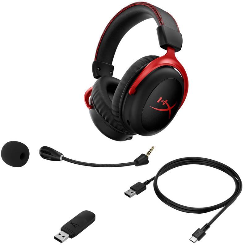 Headset HyperX Cloud II - Wireless černý červený, Headset, HyperX, Cloud, II, Wireless, černý, červený