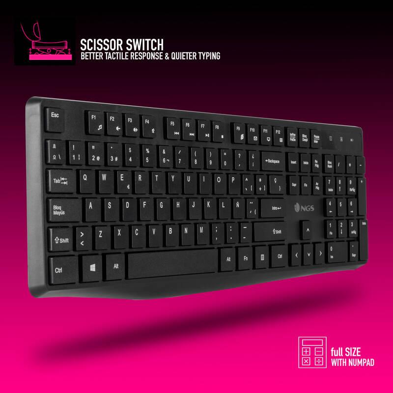 Klávesnice s myší NGS ALLURE KIT, CZ SK layout černá