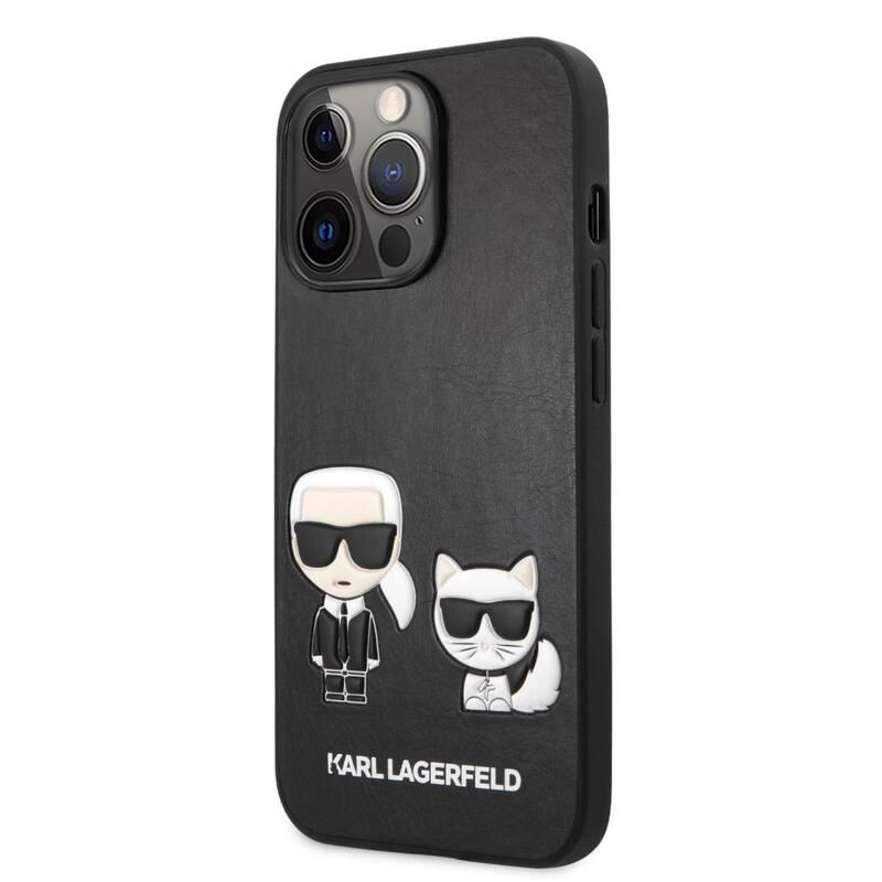 Kryt na mobil Karl Lagerfeld and Choupette Leather na Apple iPhone 13 Pro černé
