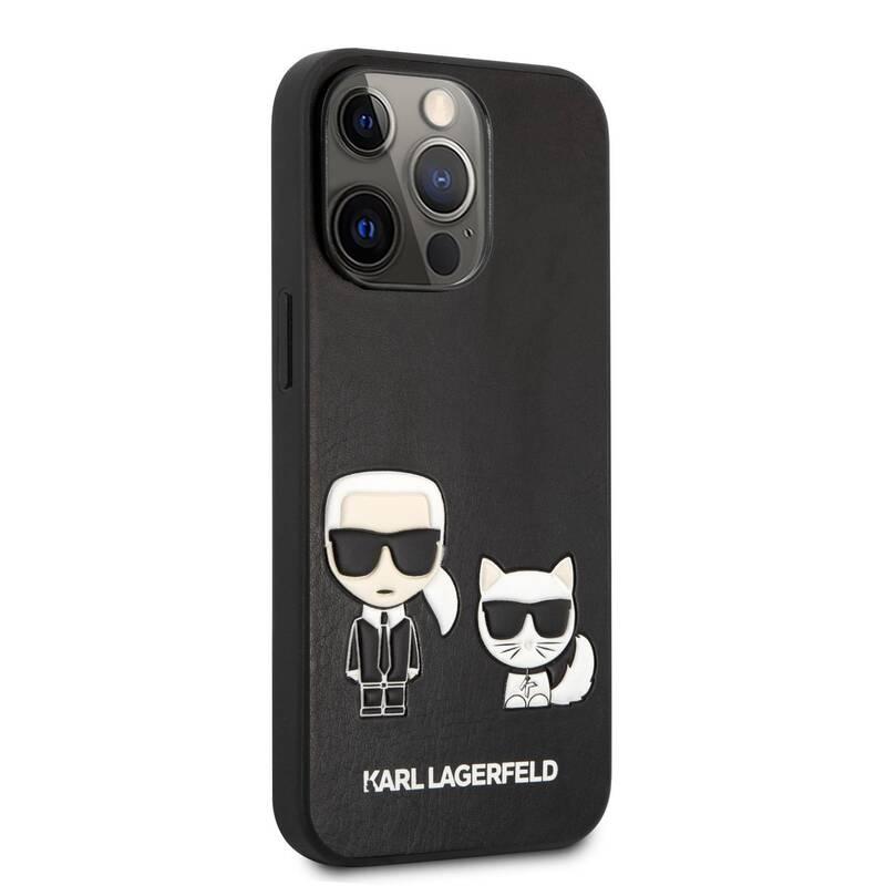 Kryt na mobil Karl Lagerfeld and Choupette Leather na Apple iPhone 13 Pro černé