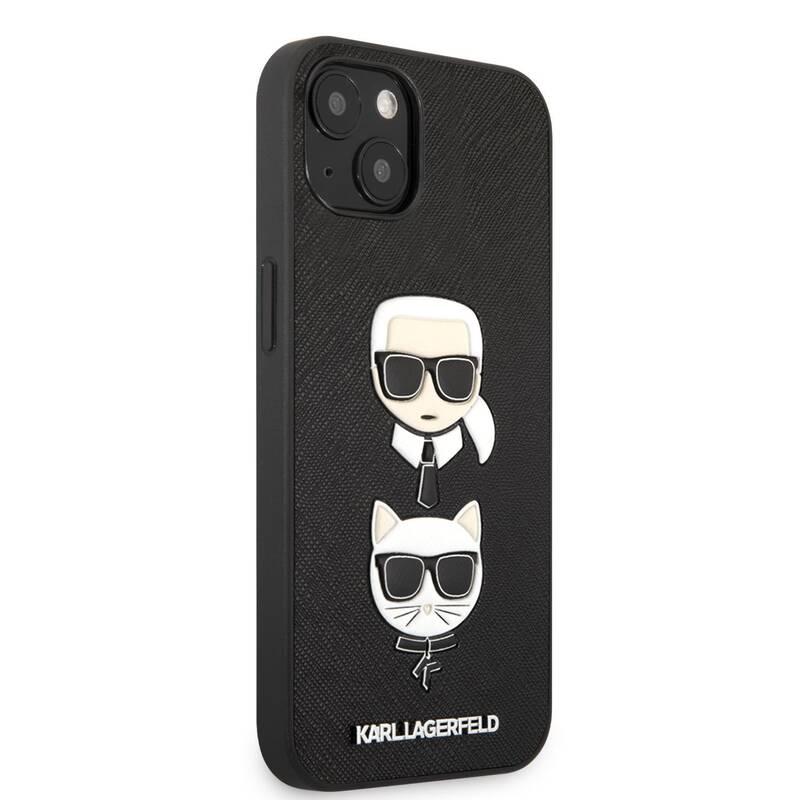 Kryt na mobil Karl Lagerfeld Saffiano Karl and Choupette Heads na Apple iPhone 13 černé