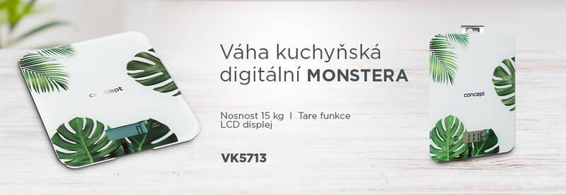 Kuchyňská váha Concept VK5713 MONSTERA, digitální, 15 kg, Kuchyňská, váha, Concept, VK5713, MONSTERA, digitální, 15, kg