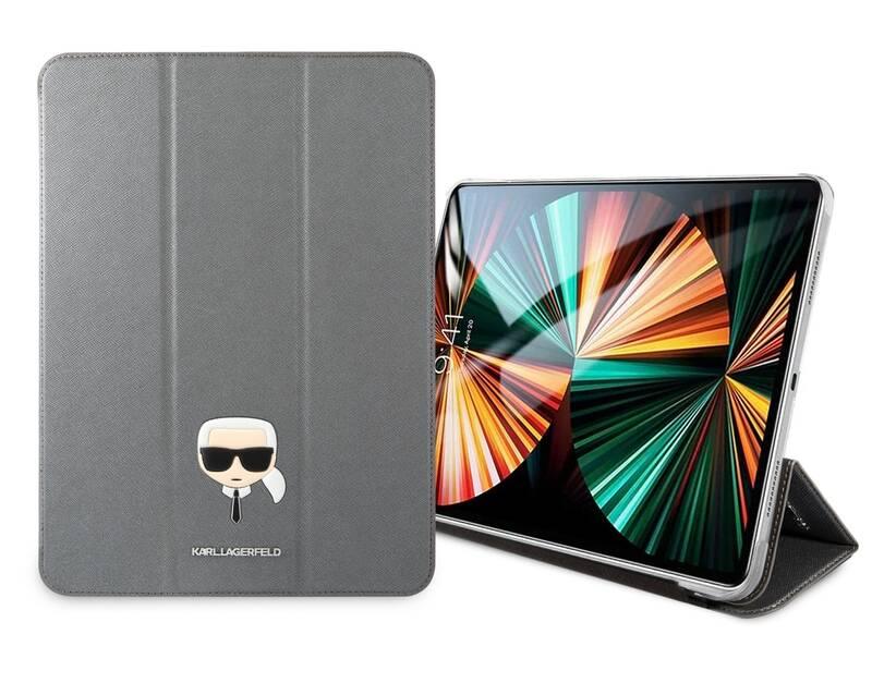 Pouzdro na tablet Karl Lagerfeld Head Saffiano na Apple iPad Pro 11" stříbrné