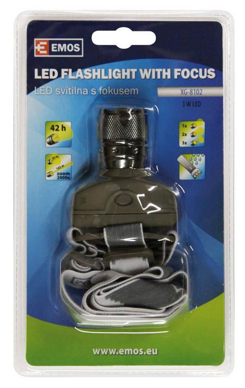 Čelovka EMOS 1x LED dioda 3W, 3xAAA