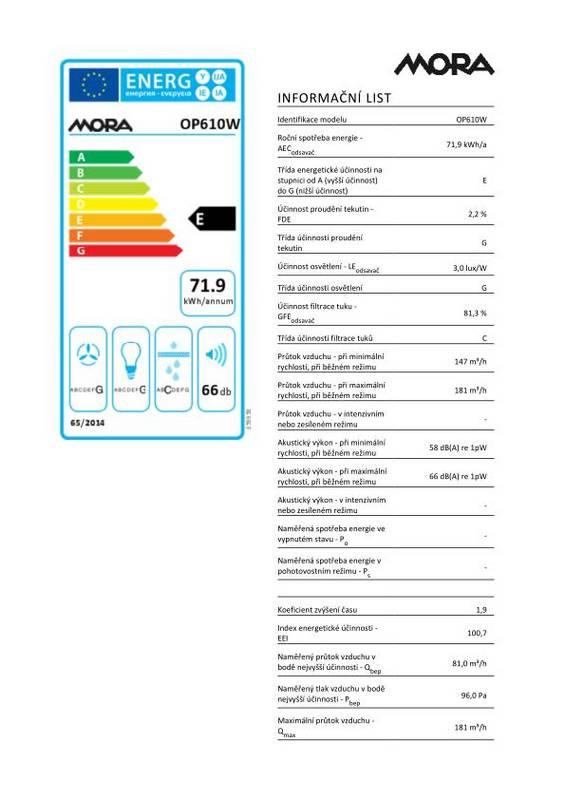 Odsavač par Mora OP 610 W bílý, Odsavač, par, Mora, OP, 610, W, bílý