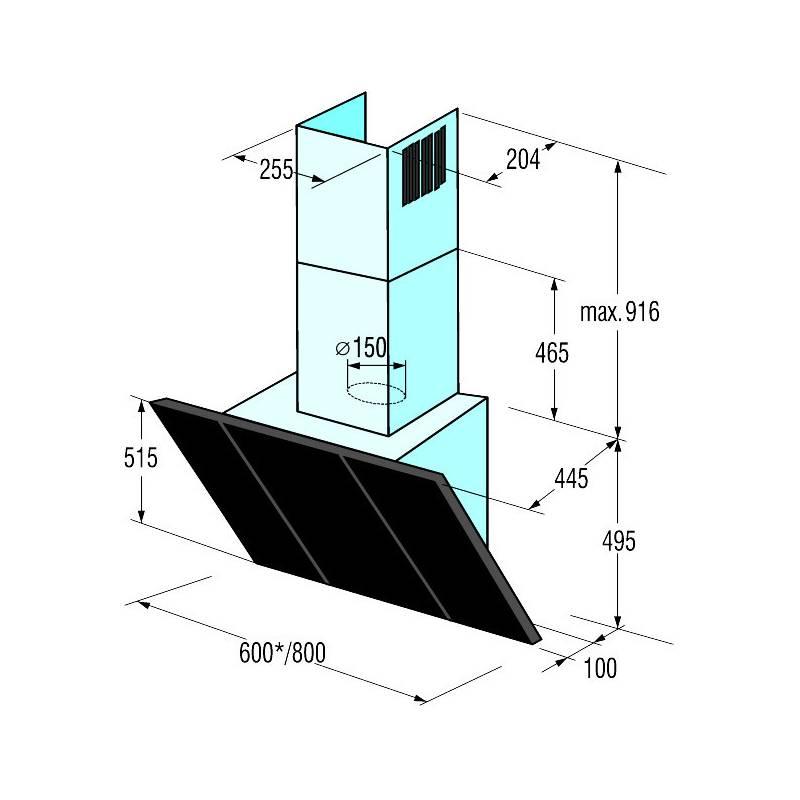 Odsavač par Mora OV 880 G černý sklo