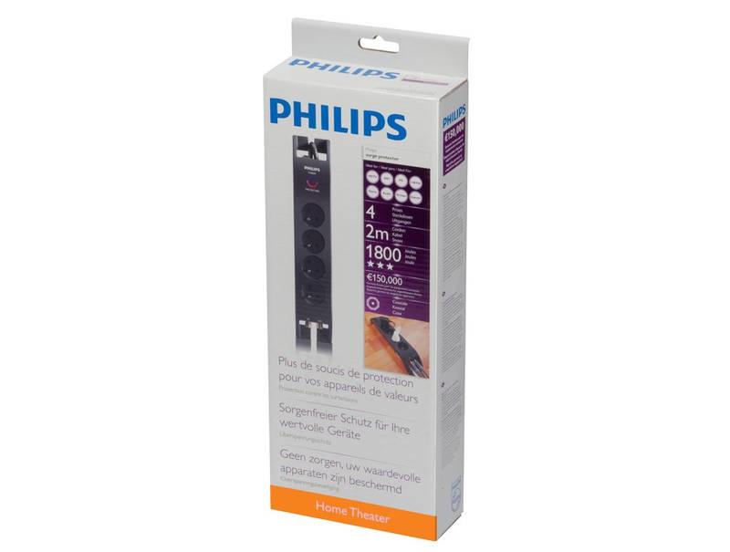 Přepěťová ochrana Philips SPN5044B 60, 2 m, 4 zásuvky, Přepěťová, ochrana, Philips, SPN5044B, 60, 2, m, 4, zásuvky