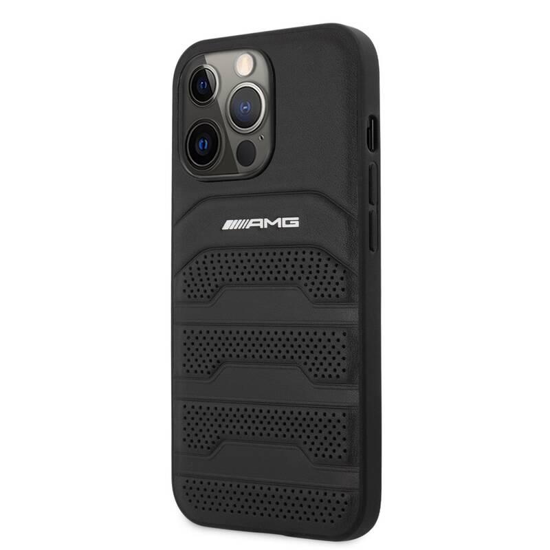 Kryt na mobil AMG Genuine Leather Perforated na Apple iPhone 13 Pro Max černý