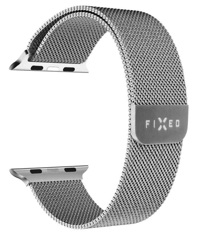 Řemínek FIXED Mesh Strap na Apple Watch 42 44 45mm stříbrný
