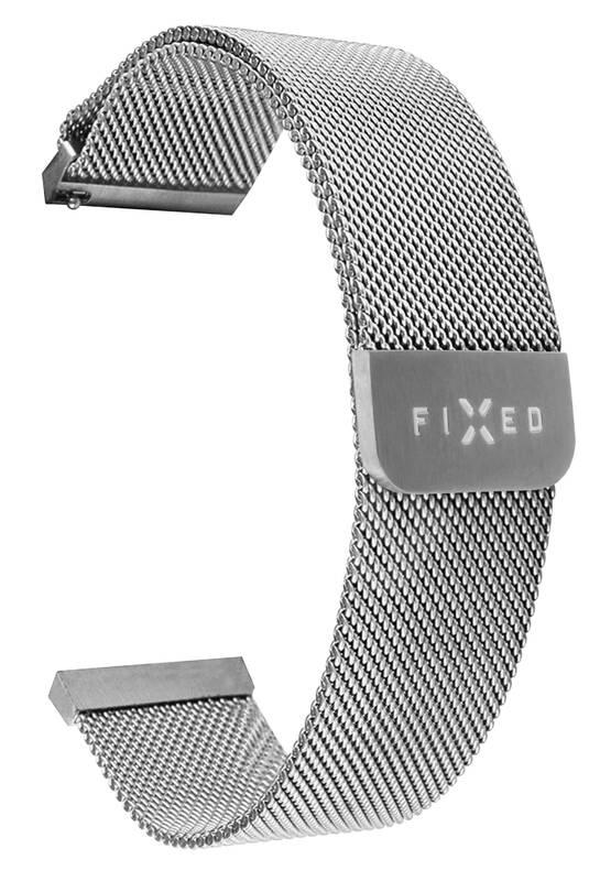 Řemínek FIXED Mesh Strap s šířkou 20mm na smartwatch stříbrný