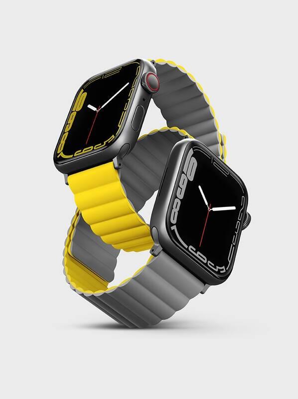 Řemínek Uniq Revix Reversible na Apple Watch 42 44 45mm šedý žlutý