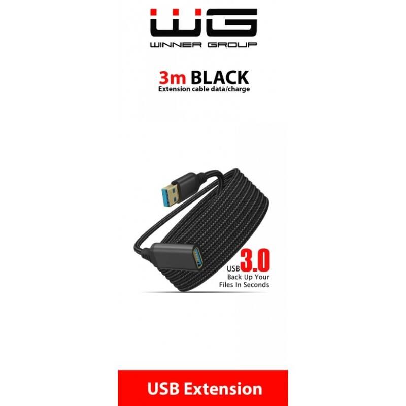 Kabel WG USB USB prodlužovací, 3m černý