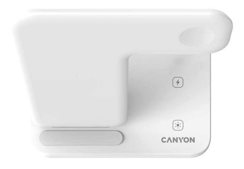 Bezdrátová nabíječka Canyon 3v1 pro telefon, Apple Watch, Airpods bílá